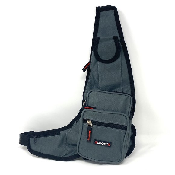 No brand Other - Messenger Men's Gray Bag Poly Sport Shoulder Strap 4 Zip Pocket Cellphone Pouch